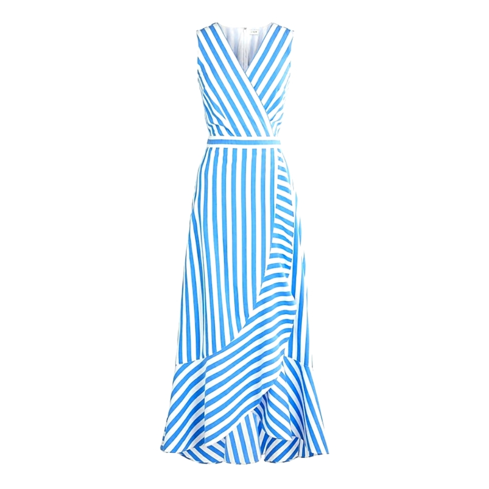 J. Crew Blue and White Striped Maxi Dress